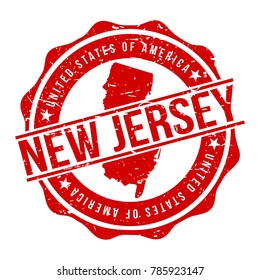 New Jersey America Original Stamp Design Vector Art Tourism Souvenir Round