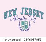 New Jersey athletic wreaf Varsity University  USA team College Campus University Tshirt Graphic Fashion logo Trending Apparel Cute Emblem Slogan Basketball Baseball Badge 
