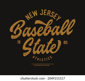 New Jersey. Badge with Original Script and Sans Serif Fonts. Vector Illustration