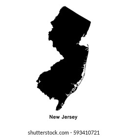 New Jersey black map,border with name of state