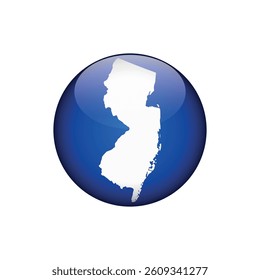 New Jersey Circle Button States of US Map Icon Vector Template Illustration Design