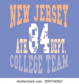 New Jersey College Team, slogan vector illustration for t-shirt and other uses