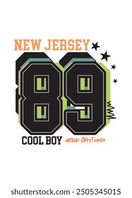 new jersey cool boy,t-shirt design fashion vector