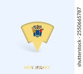 New Jersey Flag Map Pointer Design with Shadow. Vector illustrator.