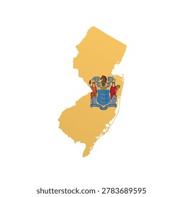 New Jersey flag map poster. US state pride wall decor artwork. Patriotic printable digital art. Detailed vector illustration