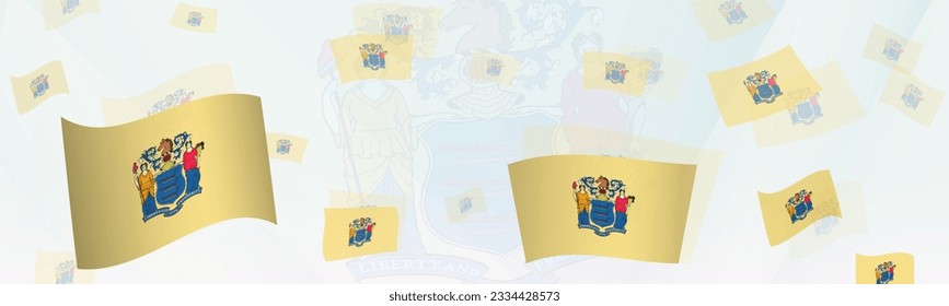 New Jersey flag-themed abstract design on a banner. Abstract background design with National flags. Vector illustration.