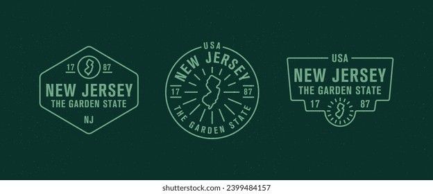 New Jersey - The Garden State. New Jersey state logo, label, poster. Vintage poster. Print for T-shirt, typography. Vector illustration