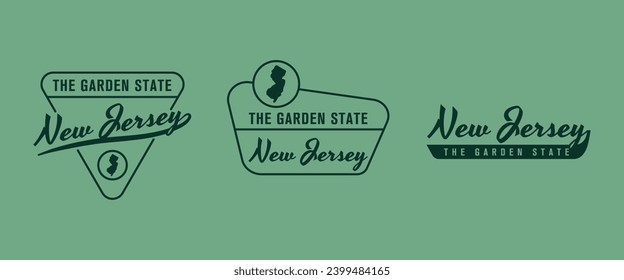 New Jersey - The Garden State. New Jersey state logo, label, poster. Vintage poster. Print for T-shirt, typography. Vector illustration