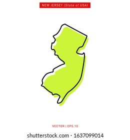 New Jersey Green Map Vector Design Template