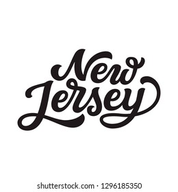 New Jersey. Hand drawn US state name isolated on white background. Modern calligraphy for posters, cards, t shirts, souvenirs, stickers. Vector lettering typography