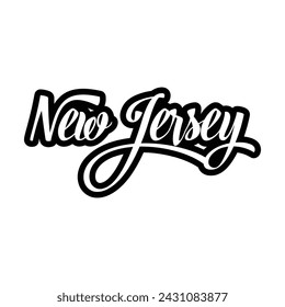 New Jersey hand lettering design calligraphy vector, New Jersey text vector trendy typography design