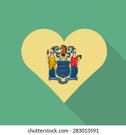 New Jersey heart flag flat style with long shadow. Patriotic design. Vector EPS10