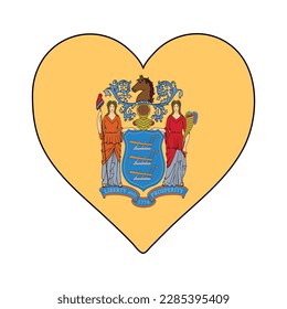 Marca de forma de corazón. Amor. Visita . América del Norte. Estados Unidos. Diseño gráfico de ilustración vectorial.