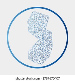 New Jersey icon. Network map of the US state. Round New Jersey sign with gradient ring. Technology, internet, network, telecommunication concept. Vector illustration.