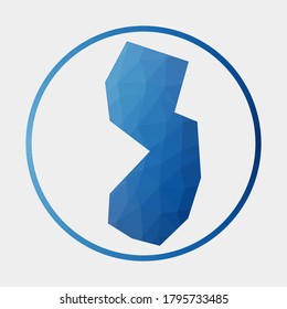 Icono de Nueva Jersey. Mapa poligonal del estado de ee.uu. en anillo degradado. Signo de New Jersey de baja polilla redonda. Ilustración vectorial.