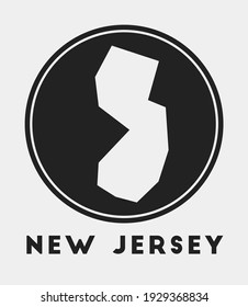 New Jersey icon. Round logo with US state map and title. Stylish New Jersey badge with map. Vector illustration.