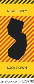 New Jersey Lock Down Sign. Yellow us state pandemic danger icon. Vector illustration.