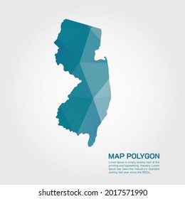 NEW JERSEY Map Abstract geometric rumpled triangular low poly style gradient graphic on white background