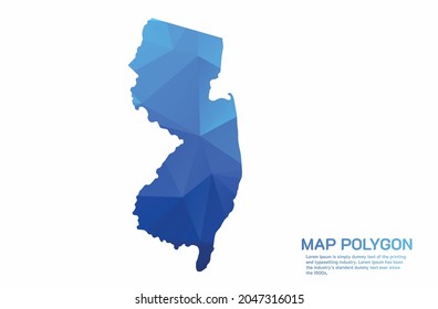 NEW JERSEY Map Abstract geometric rumpled triangular low poly style gradient graphic on white background
