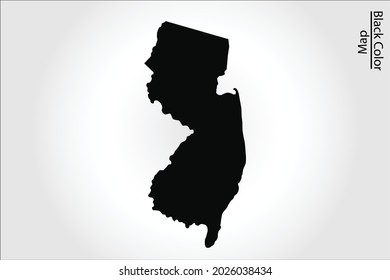 NEW JERSEY map black Color on Backgound