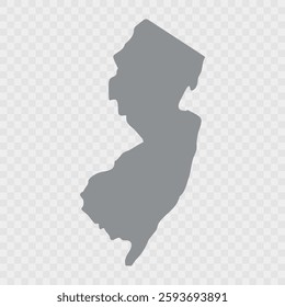 New Jersey Map Black, State Border, United States, US America, Transparent Isolated, Variations. Vector. New Jersey map, united states of america. Flat concept icon symbol vector illustration