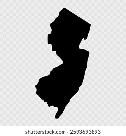 New Jersey Map Black, State Border, United States, US America, Transparent Isolated, Variations. Vector. New Jersey map, united states of america. Flat concept icon symbol vector illustration