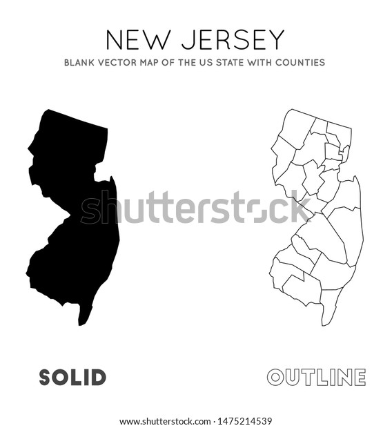 New Jersey Map Blank Vector Map Stock Vector Royalty Free 1475214539