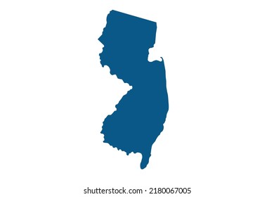 NEW JERSEY Map blue Color on White Backgound
