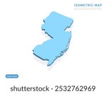 New Jersey map blue on white background with isometric vector.