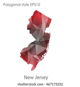 New Jersey map in geometric polygonal,mosaic style.Abstract gems triangle,modern design background. Vector illustration EPS10