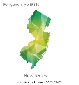 New Jersey map in geometric polygonal,mosaic style.Abstract gems triangle,modern design background. Vector illustration EPS10