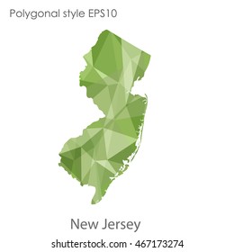 New Jersey map in geometric polygonal,mosaic style.Abstract gems triangle,modern design background. Vector illustration EPS10