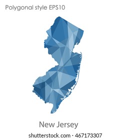 New Jersey map in geometric polygonal,mosaic style.Abstract gems triangle,modern design background. Vector illustration EPS10