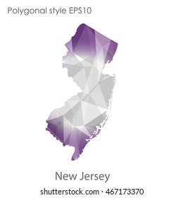 New Jersey map in geometric polygonal,mosaic style.Abstract gems triangle,modern design background. Vector illustration EPS10