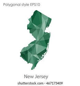 New Jersey map in geometric polygonal,mosaic style.Abstract gems triangle,modern design background. Vector illustration EPS10
