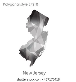 New Jersey map in geometric polygonal,mosaic style.Abstract gems triangle,modern design background. Vector illustration EPS10