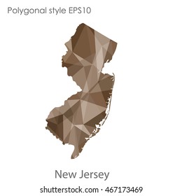New Jersey map in geometric polygonal,mosaic style.Abstract gems triangle,modern design background. Vector illustration EPS10