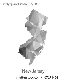 New Jersey map in geometric polygonal,mosaic style.Abstract gems triangle,modern design background. Vector illustration EPS10
