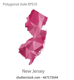 New Jersey map in geometric polygonal,mosaic style.Abstract gems triangle,modern design background. Vector illustration EPS10