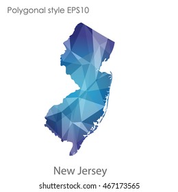 New Jersey map in geometric polygonal,mosaic style.Abstract gems triangle,modern design background. Vector illustration EPS10
