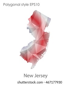 New Jersey map in geometric polygonal,mosaic style.Abstract gems triangle,modern design background. Vector illustration EPS10