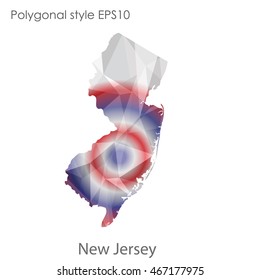 New Jersey map in geometric polygonal,mosaic style.Abstract gems triangle,modern design background. Vector illustration EPS10