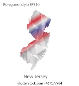 New Jersey map in geometric polygonal,mosaic style.Abstract gems triangle,modern design background. Vector illustration EPS10