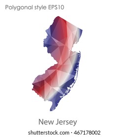 New Jersey map in geometric polygonal,mosaic style.Abstract gems triangle,modern design background. Vector illustration EPS10
