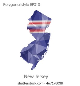 New Jersey map in geometric polygonal,mosaic style.Abstract gems triangle,modern design background. Vector illustration EPS10