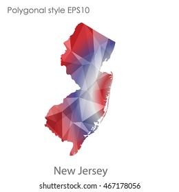 New Jersey map in geometric polygonal,mosaic style.Abstract gems triangle,modern design background. Vector illustration EPS10