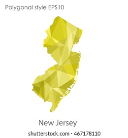 New Jersey map in geometric polygonal,mosaic style.Abstract gems triangle,modern design background. Vector illustration EPS10