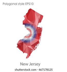 New Jersey map in geometric polygonal,mosaic style.Abstract gems triangle,modern design background. Vector illustration EPS10