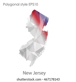 New Jersey map in geometric polygonal,mosaic style.Abstract gems triangle,modern design background. Vector illustration EPS10