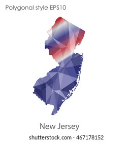 New Jersey map in geometric polygonal,mosaic style.Abstract gems triangle,modern design background. Vector illustration EPS10